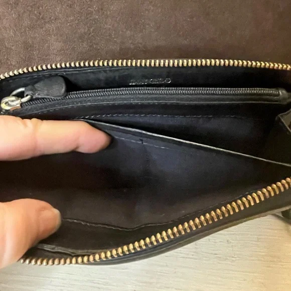 Jimmy Choo Black Leather Zip Around Zodiac Wallet